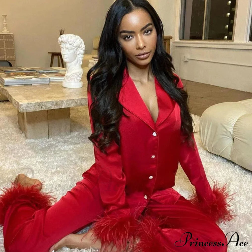 Blouse Pants - Women Casual And Arm Party Tracksuits Long Y2K 2024 Piece Feather Shirts 2 Sexy