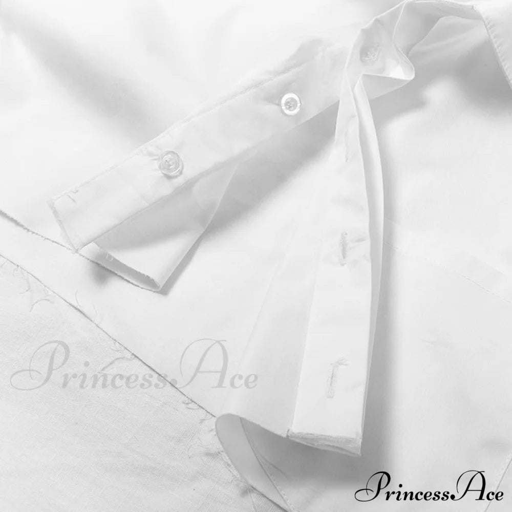 Blouse Shirts Women Neckline Solid Color Long Oversized Arm Tassel For Crop Lapel Top Female