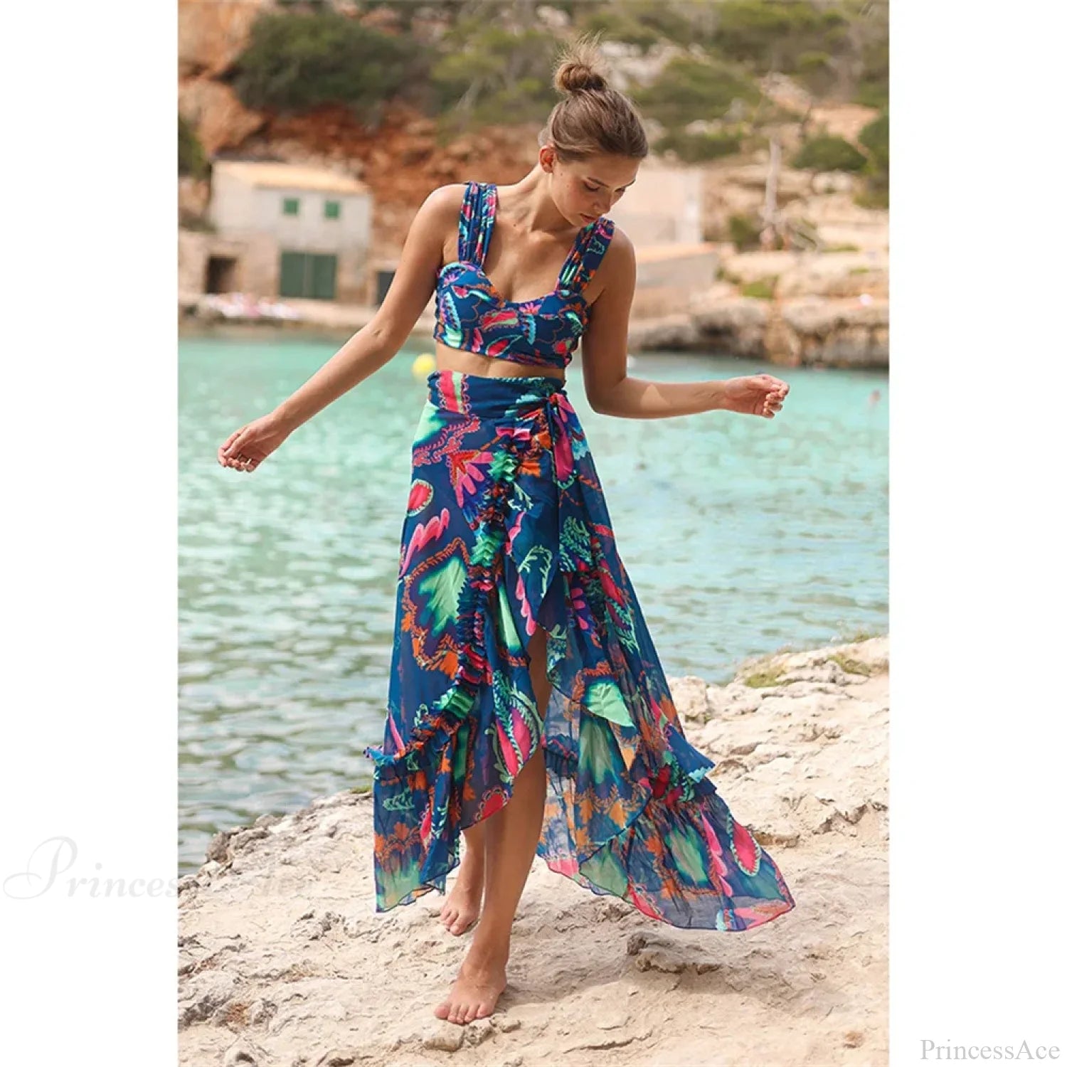 Blue Demon Eye High Waist Two Piece Set black / S