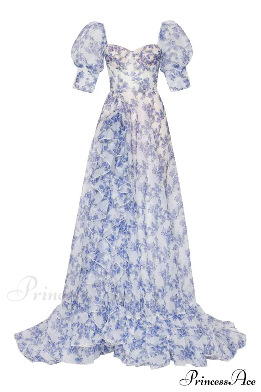 Blue Hydrangea maxi princess dress - Milla