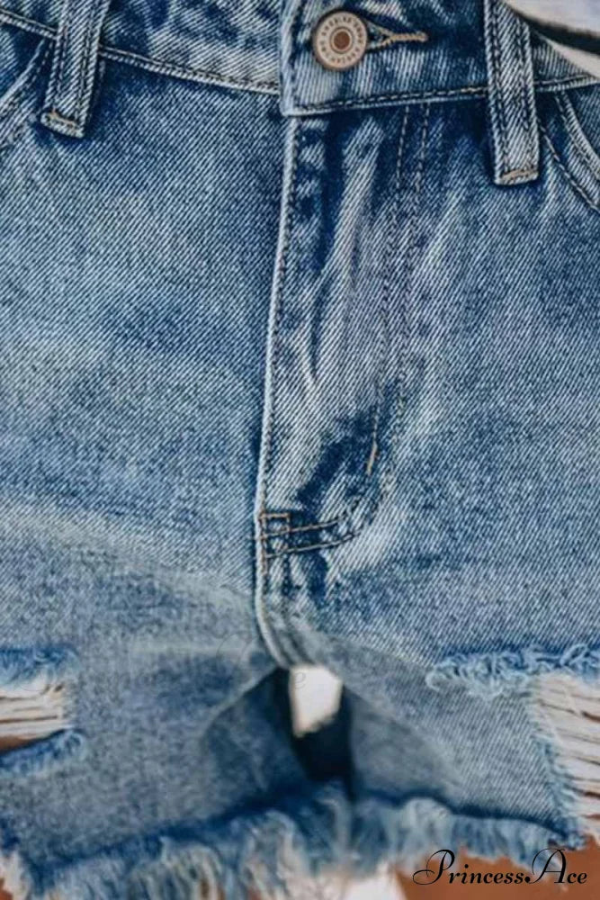 Blue With Loose Jeans Buttons Bottoms
