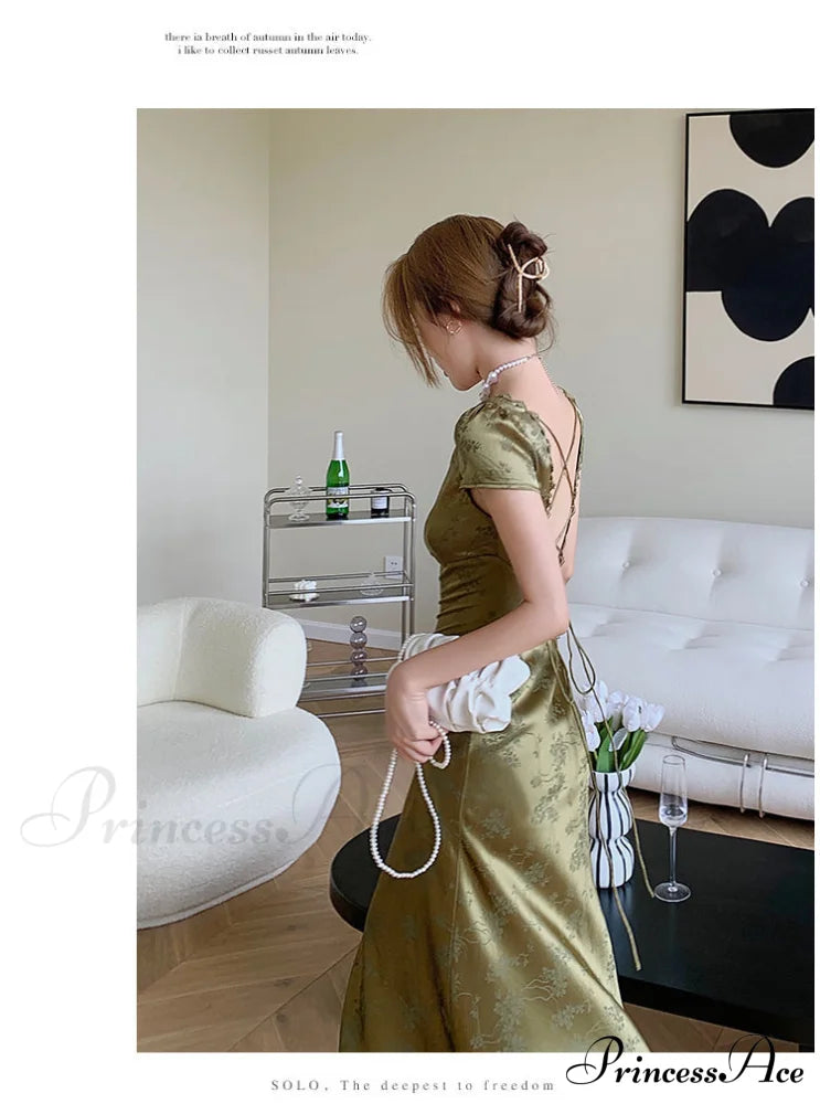 Bodycon For Palace Robe Satin V-Neck Bandage Dresses Party Gown Vestidos Mixi Warm-Season Backless