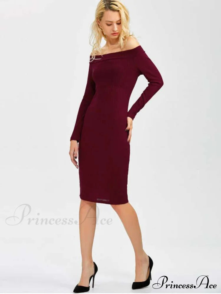 Bodycon Long Shoulder Arm Off Dress Xl / Black Dresses