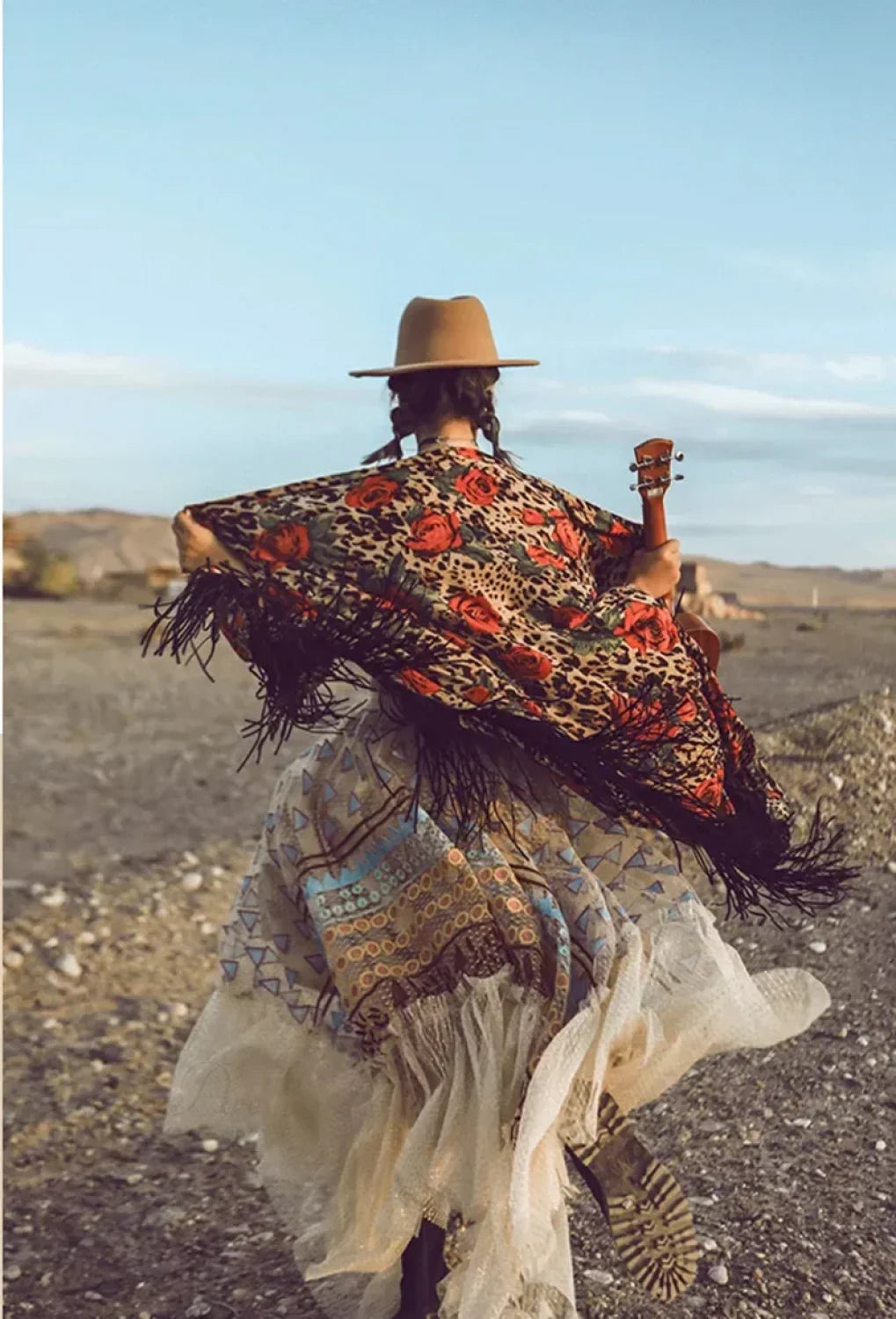 Bohemian Colorful Embroidery Lace Ruffles Asymmetrical Skirt skirt-250126