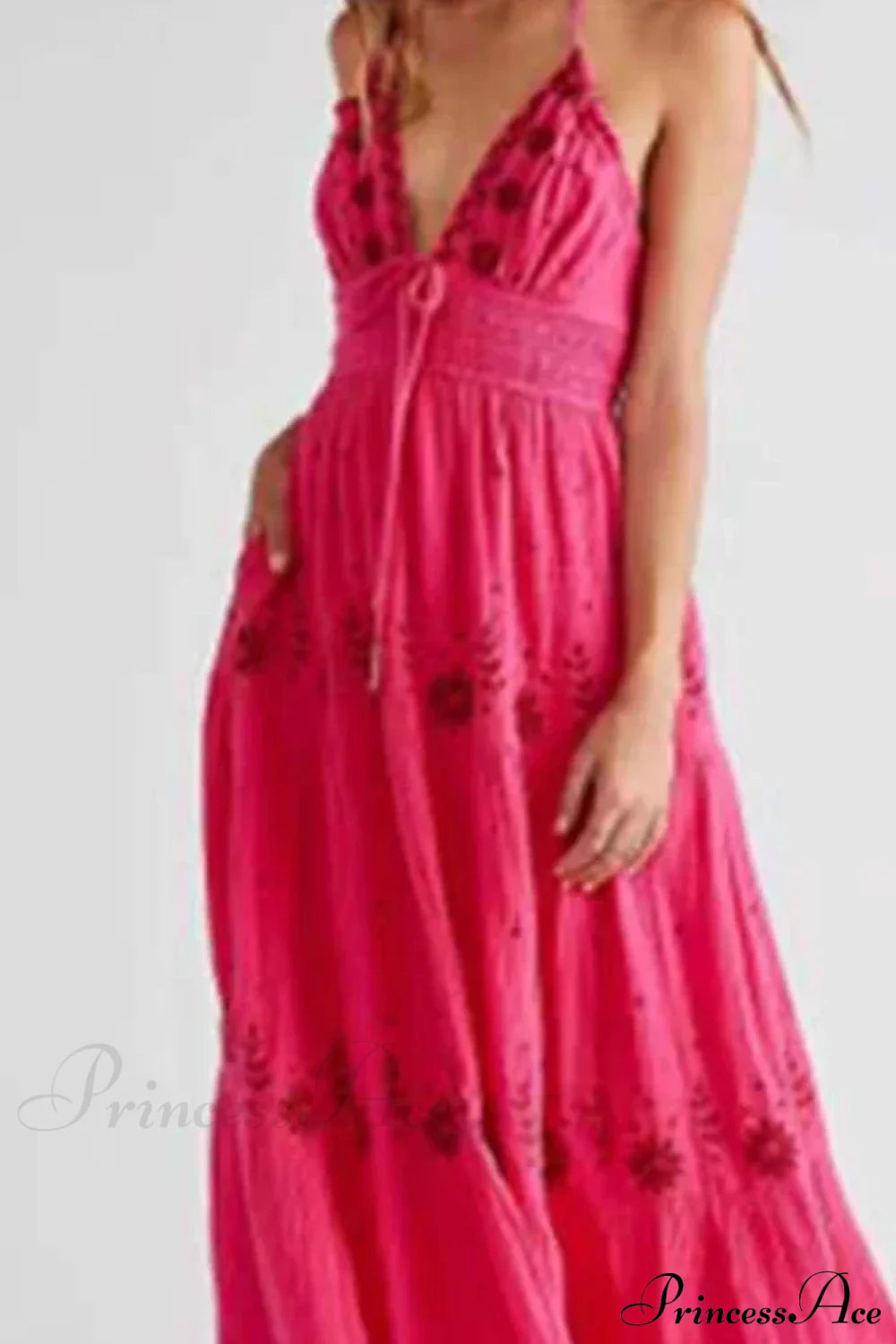 Bohemian Flower Birthday Beach Holiday Boho Dress Red / S