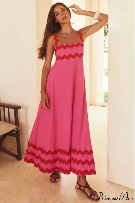 Bohemian Summer Printed A-Line Sexy Backless Spaghetti Strap Boho Dress