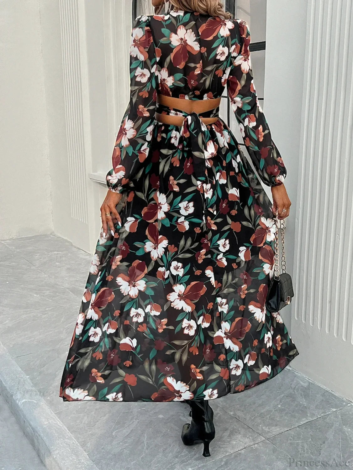 Boho Beach Deep V Neck Maxi Dress bohodress-250126