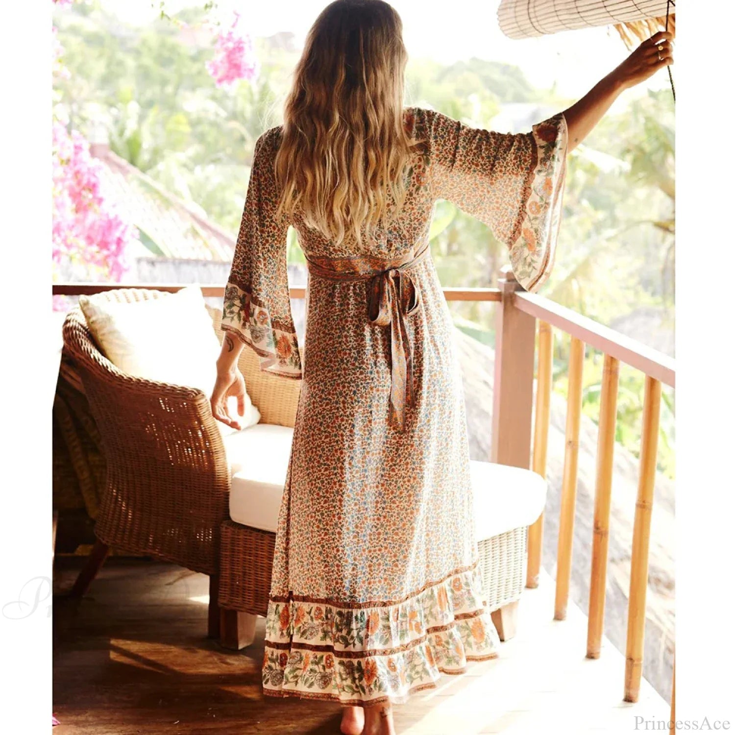 Boho Floral Print Maxi Dress bohodress-250126