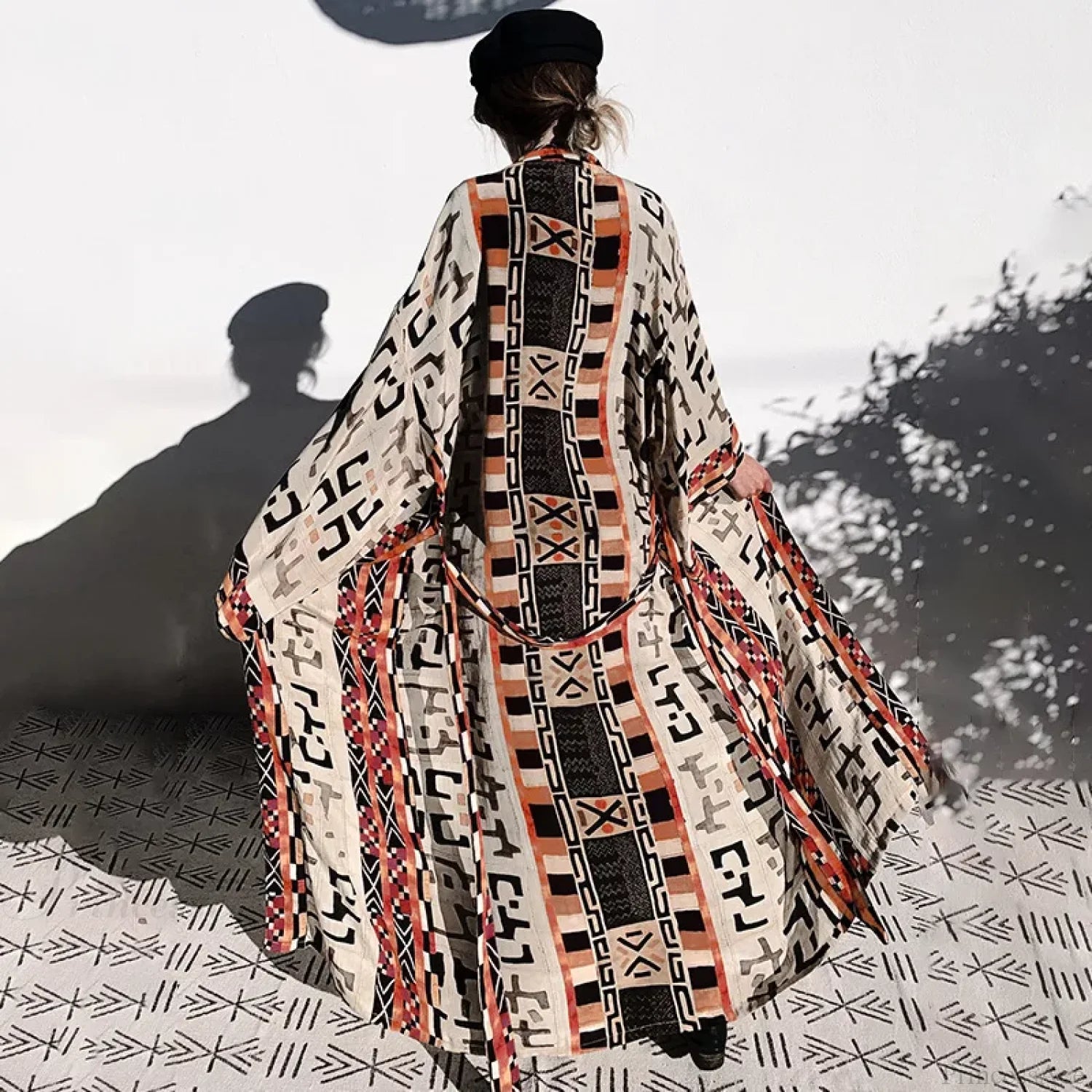 Boho Kimono Rayon Print Bikini Cover Up Loose Summer Dress Chocolate / One Size bohocoverup-250126