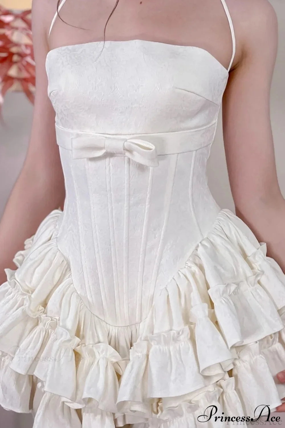 Boned Bow Lace-Up Mini Tulle Party Dress