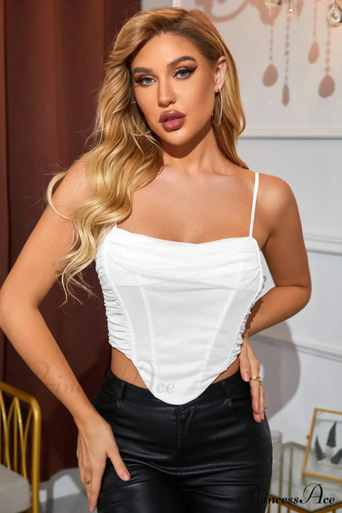 Boning Ruched Stylish Mesh Corset Top
