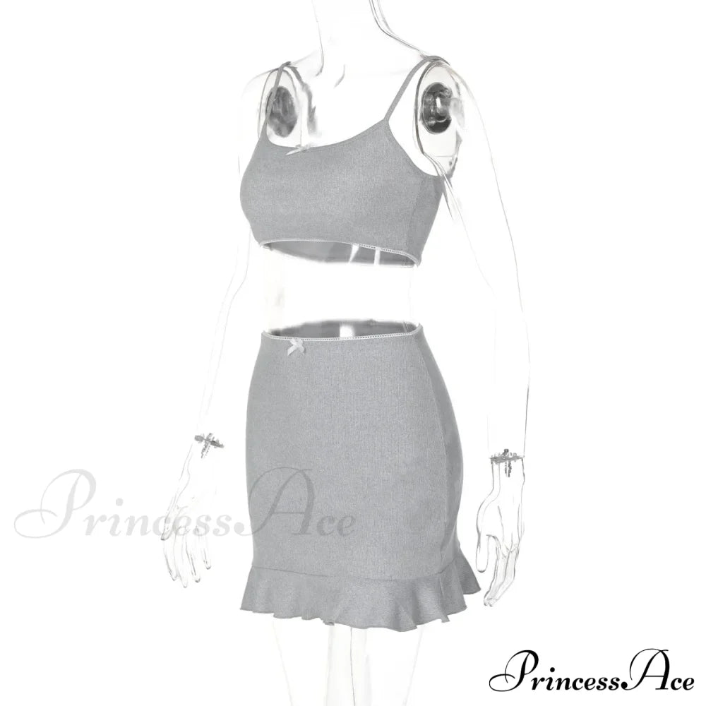 Bow Bralette And Charming Mini Skirt Set Suit