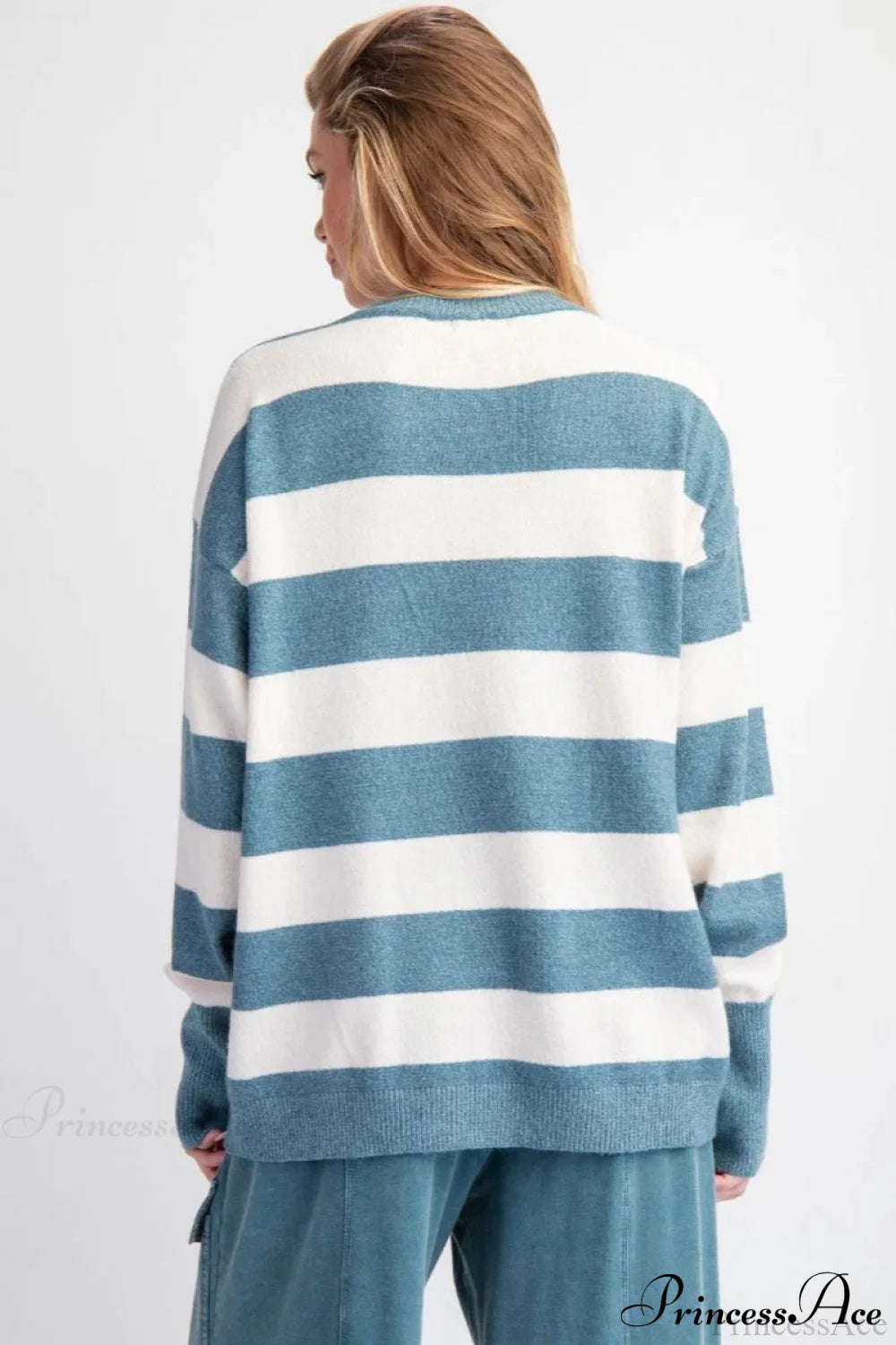 Bow Detail Jacquard Crewneck Long Sleeve Sweater