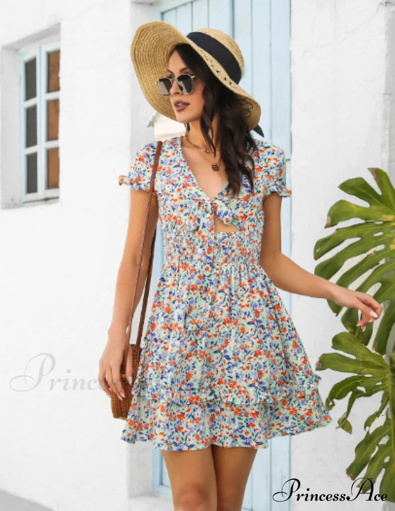 Bow Hollow Flowered With Skirt Design S / Green