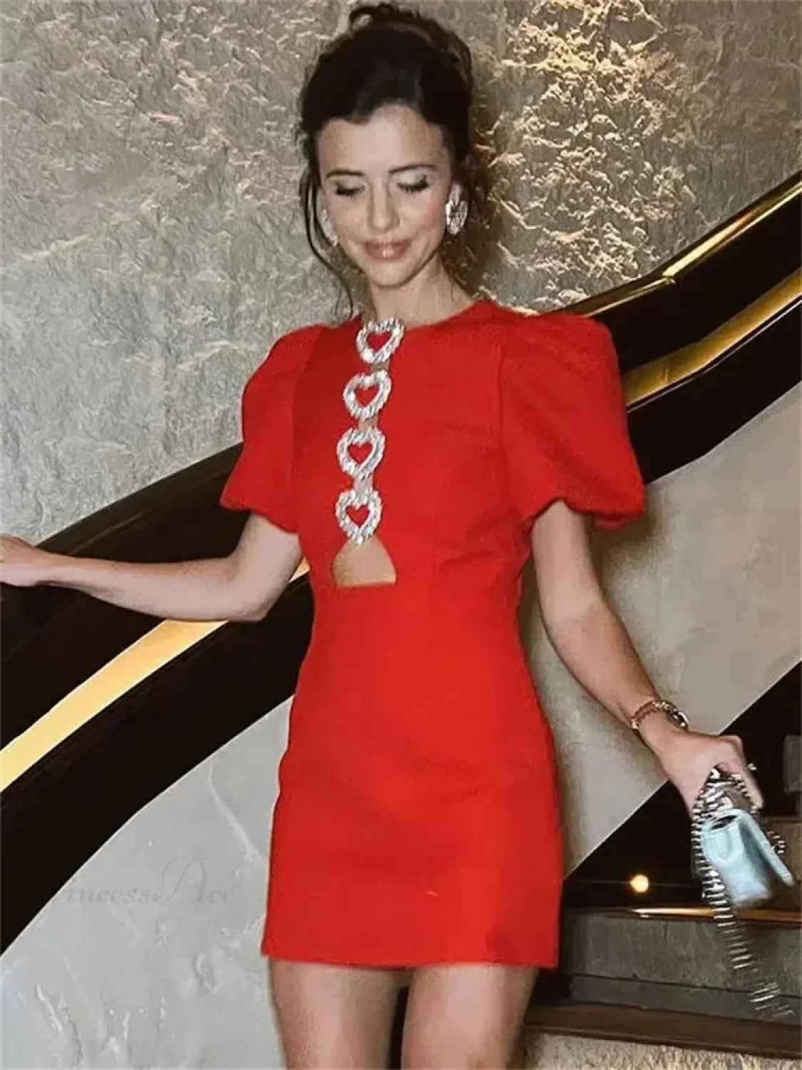 Bow Hollow-Out Patchwork Mini Dress minidress-250223