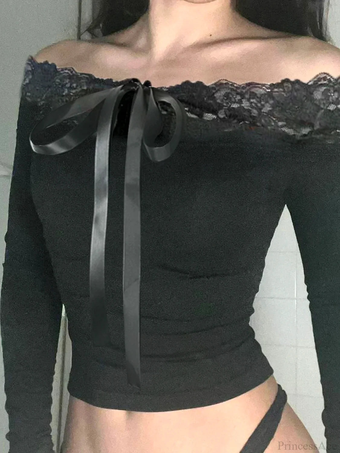 Bow Off-shoulder Knit Top