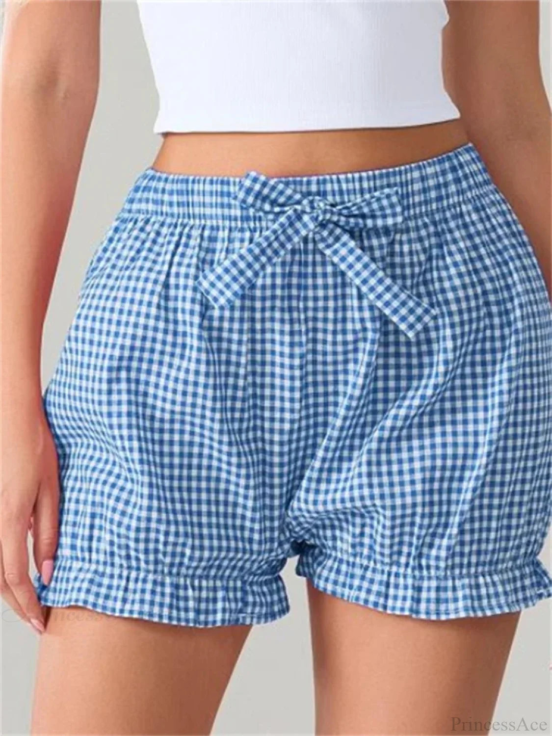 Bow Plaid Dots Bloomer Short blue / S short-250223