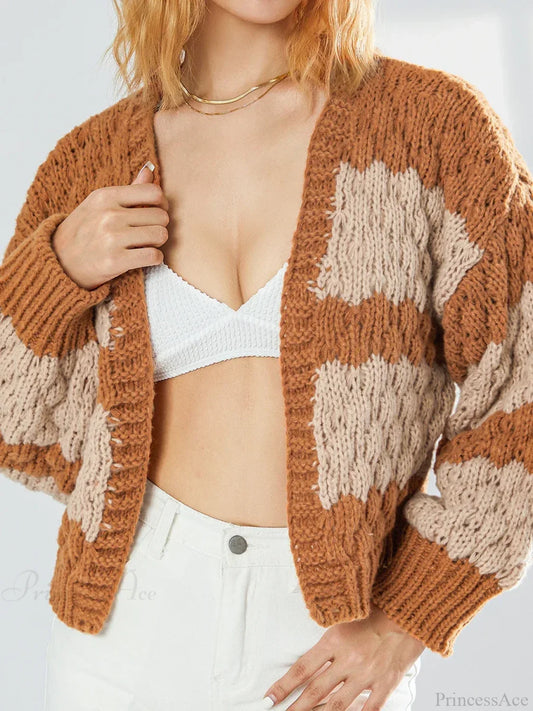 Bow Tie Front V-neck Cardigan orange / S