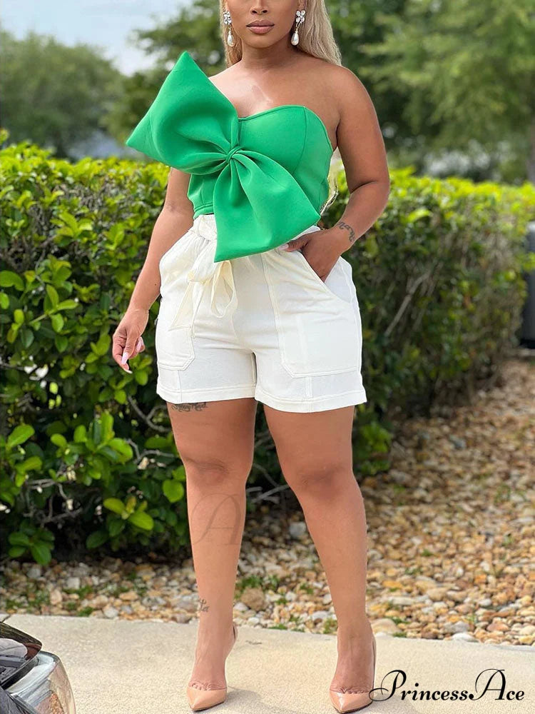 Bow Tie Graceful Cropped Tank Top Shirts & Tops