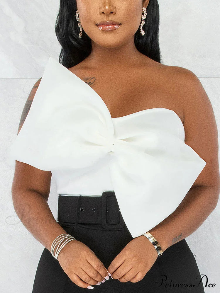 Bow Tie Graceful Cropped Tank Top White / S Shirts & Tops