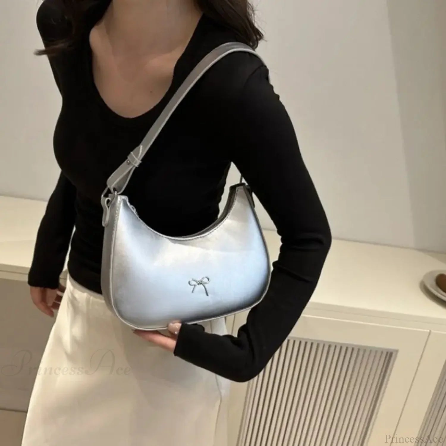 Bowknot Solid PU Leather Shoulder Bag shoulder-250126