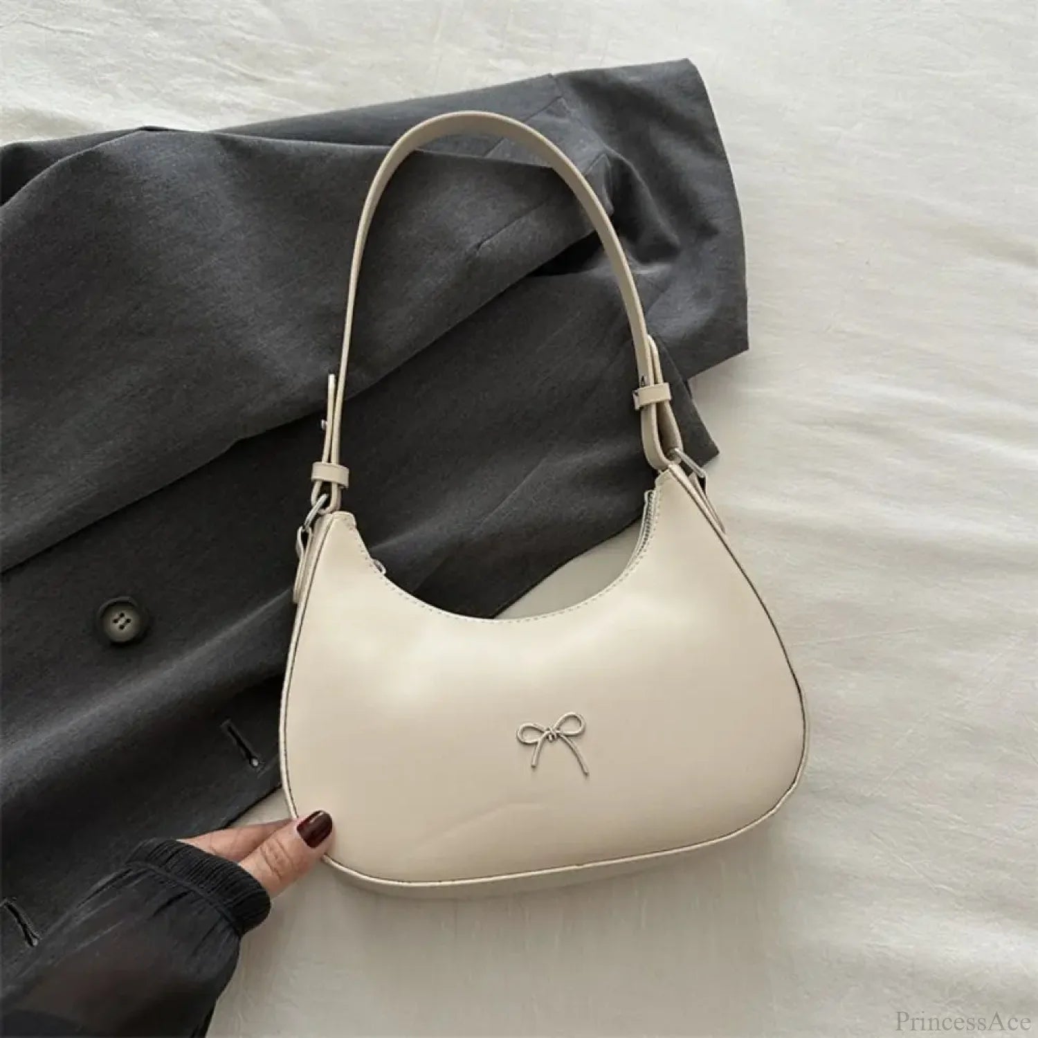 Bowknot Solid PU Leather Shoulder Bag color2 shoulder-250126