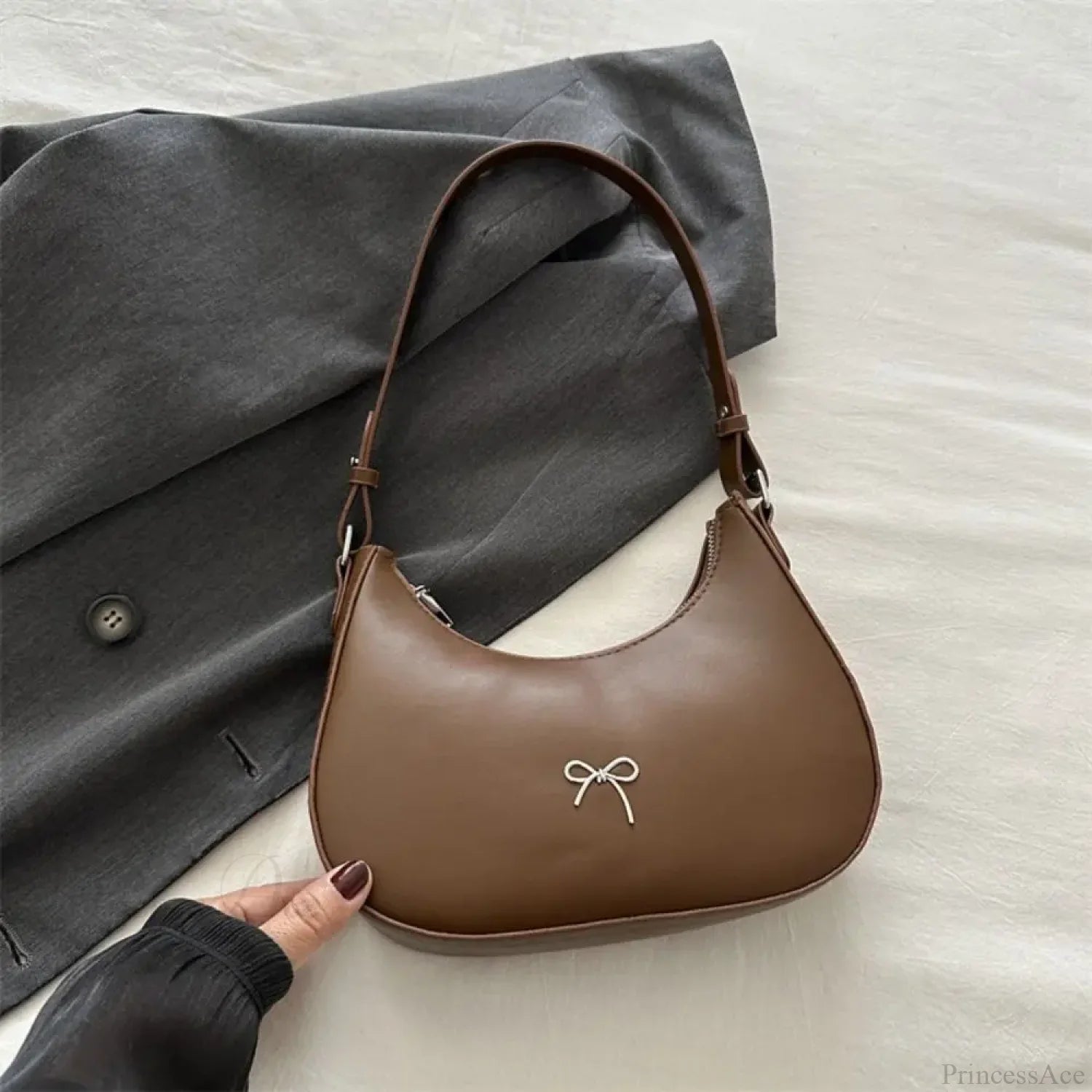 Bowknot Solid PU Leather Shoulder Bag color4 shoulder-250126
