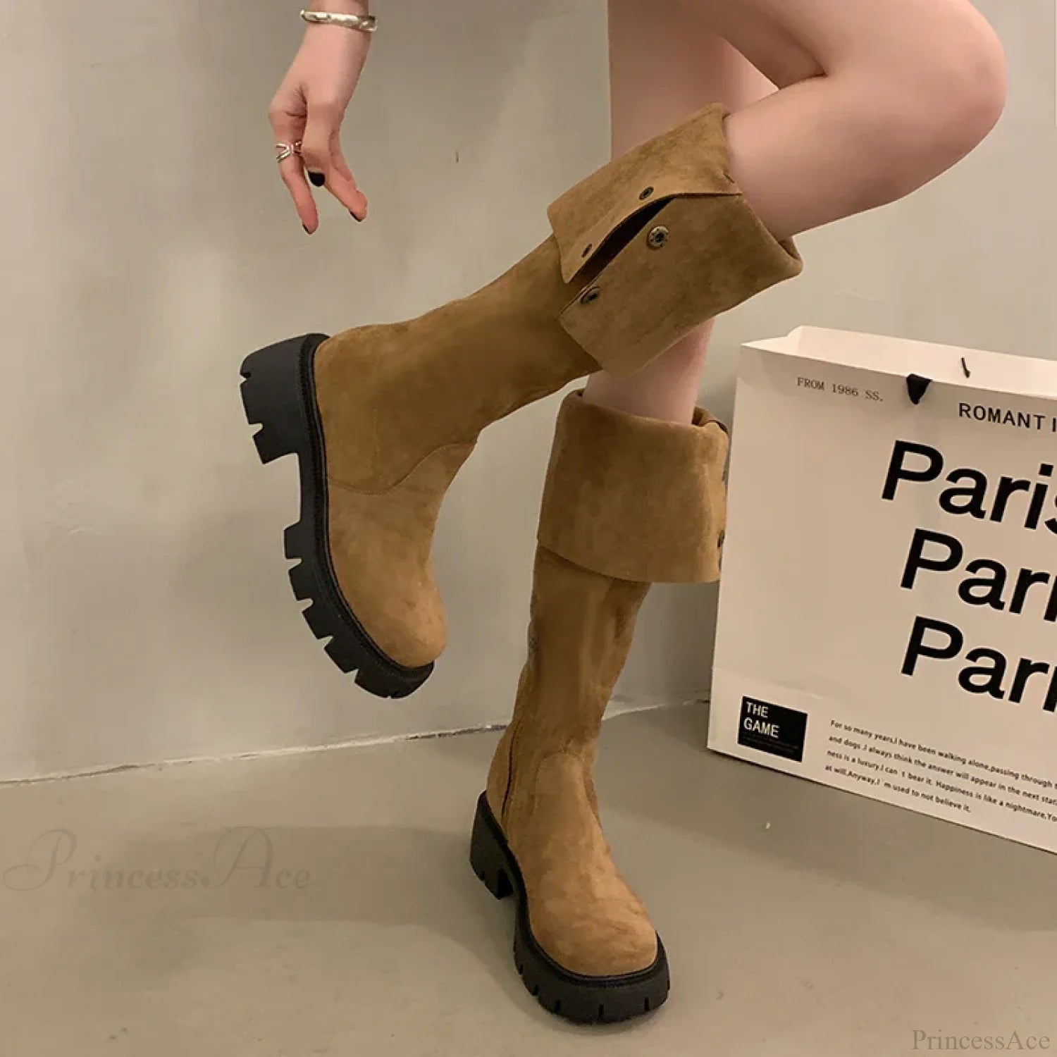 Brand New Female Platform Thigh High Slim Chunky Heels Party Knee High Boot