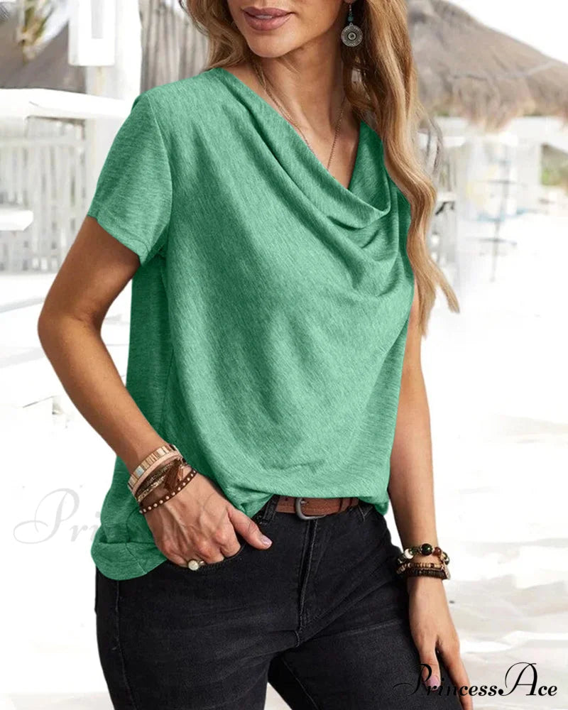 Brief T-Shirt - Neck Cowl Sleeves T-Shirts