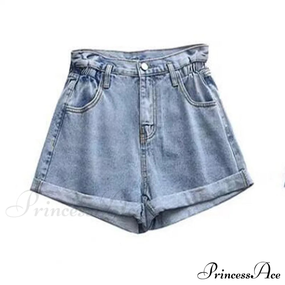 Brief Warm-Season Casual Waist Fashion Elastic Leg Women High Jeans Shorts Denim Wide Loose Size