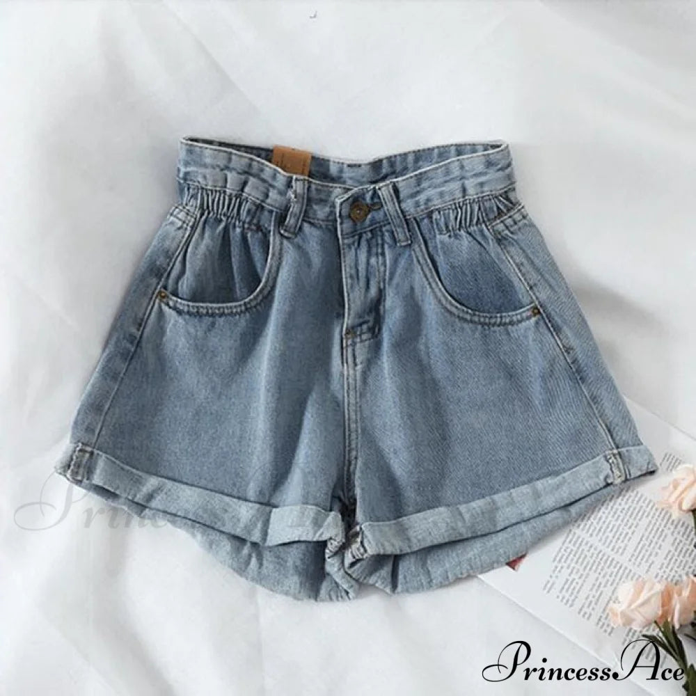 Brief Warm-Season Casual Waist Fashion Elastic Leg Women High Jeans Shorts Denim Wide Loose Size