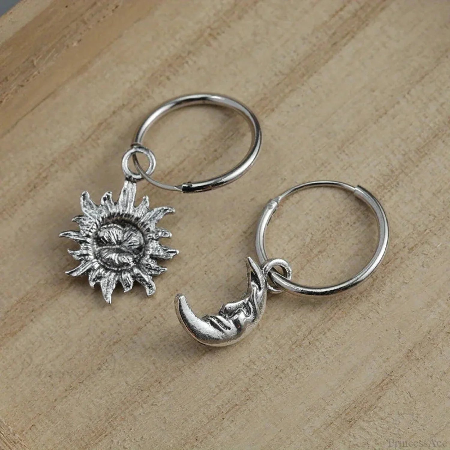 Bright Lunar Heavenly Dark Hoop Earring silver