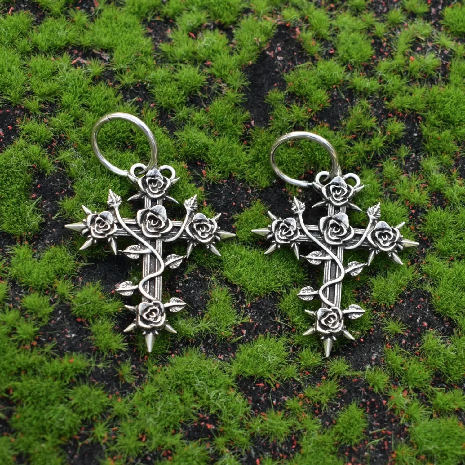 Bright Lunar Heavenly Dark Hoop Earring sliver