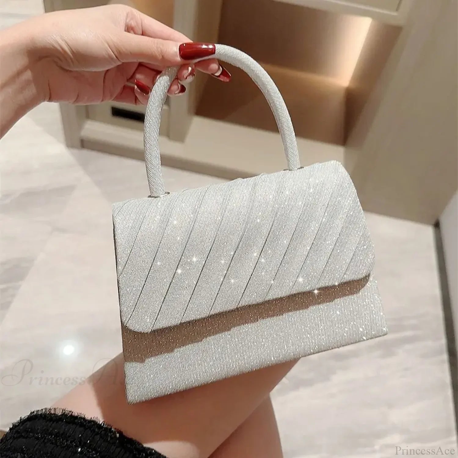 Bright Silk Evening Bag Elegant Banquet Shoulder Clutch clutchbag-250126