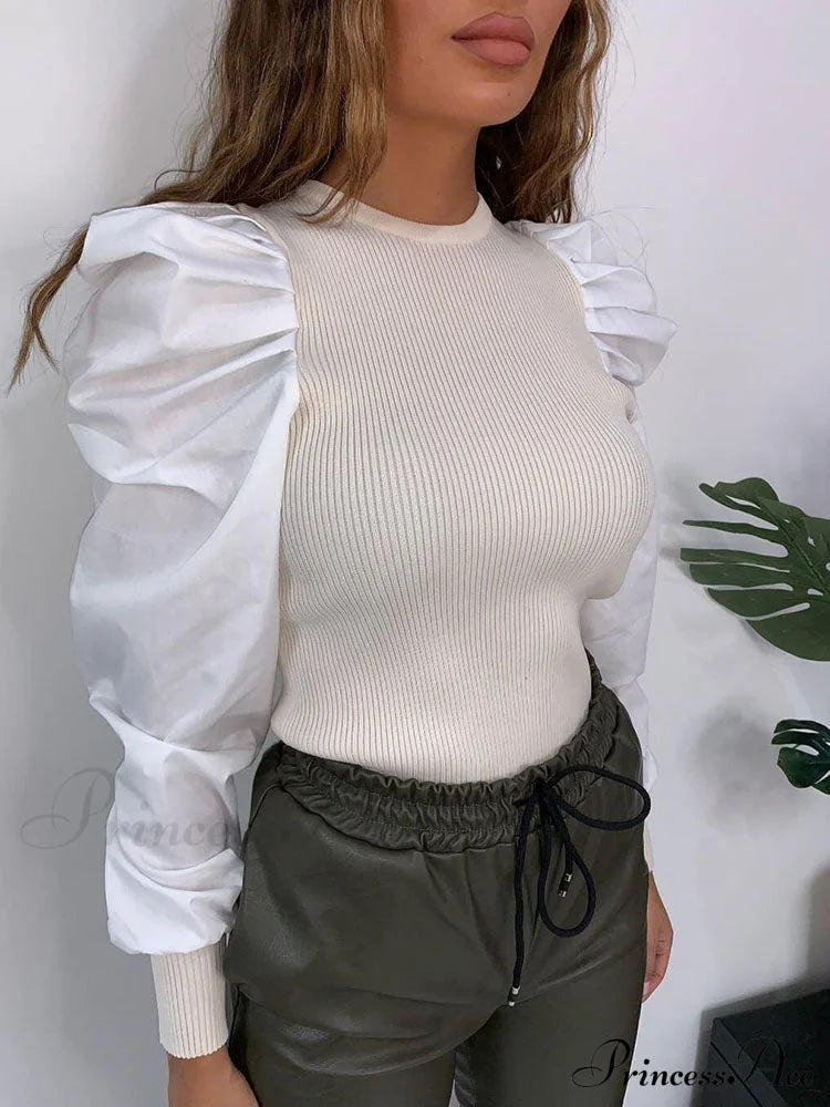 Brown Pointelle Knit Trendy Long Sleeve Mini Dress Shirts & Tops