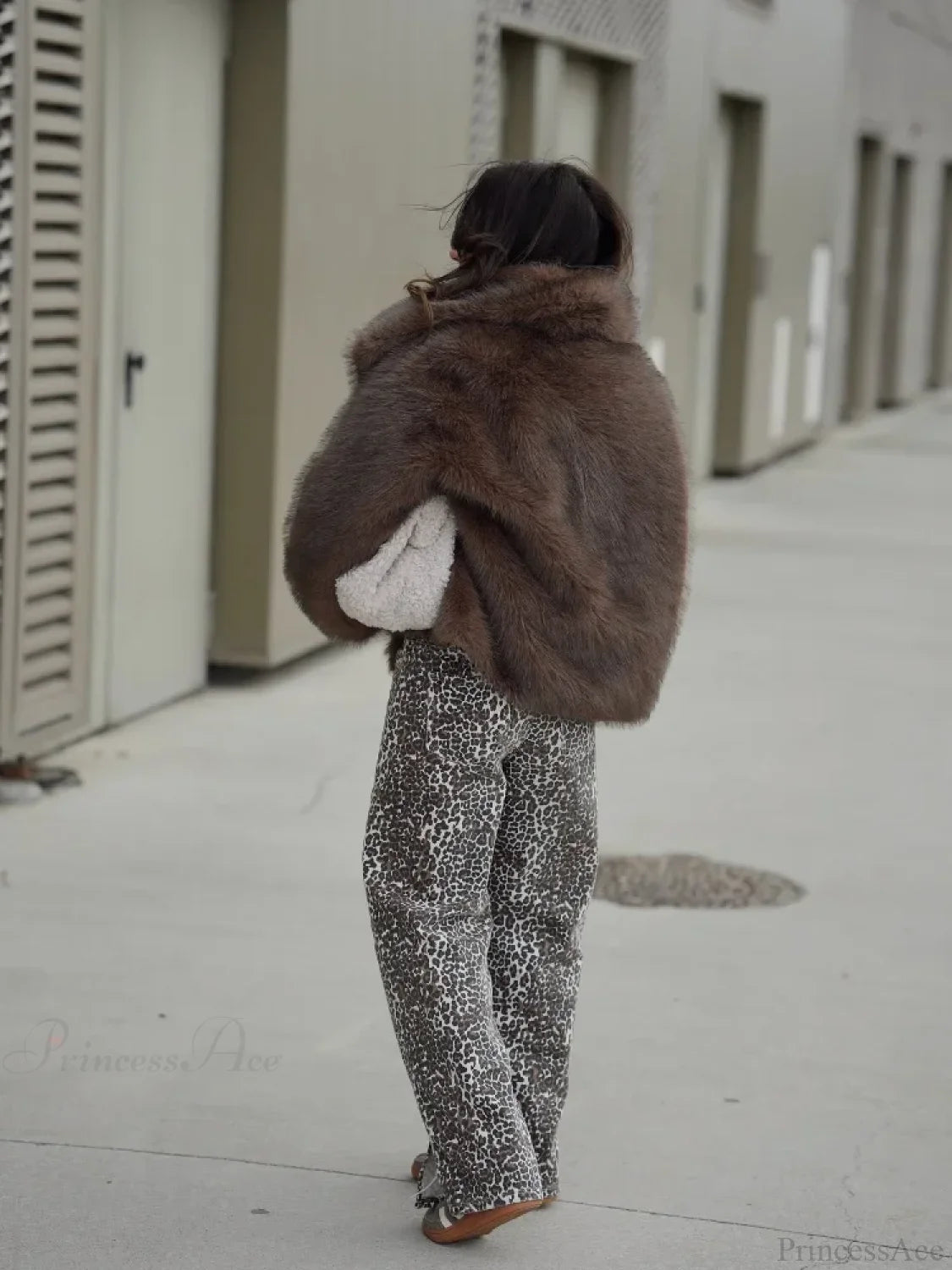 Brown Soft Fluffy Woolen Coat