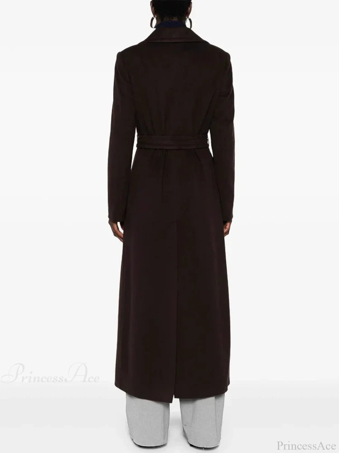 Brown Woolen Lapel Slim Overcoat