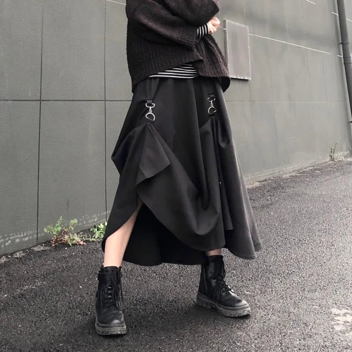 Buckle Irregular Gothic Street Skirt