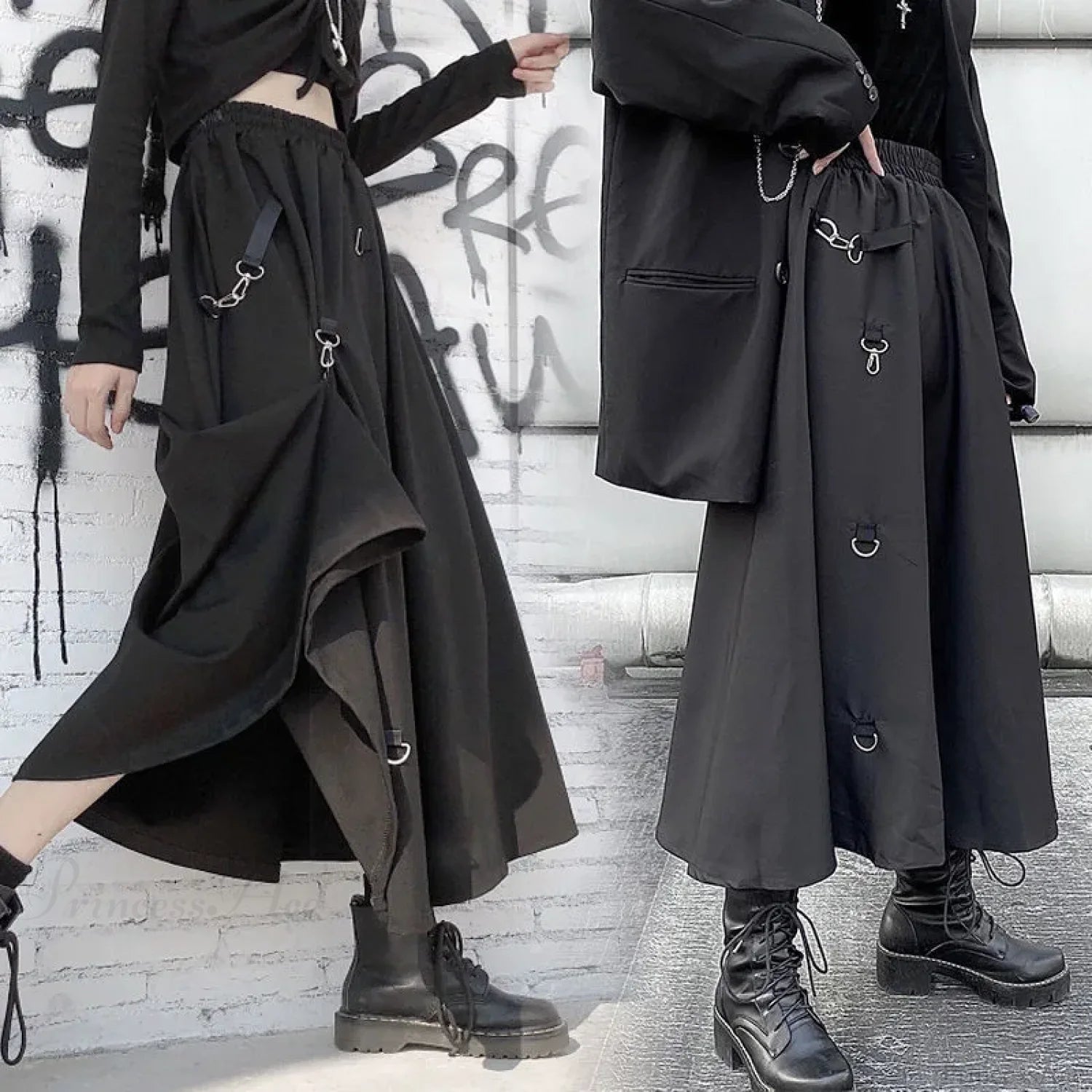 Buckle Irregular Gothic Street Skirt