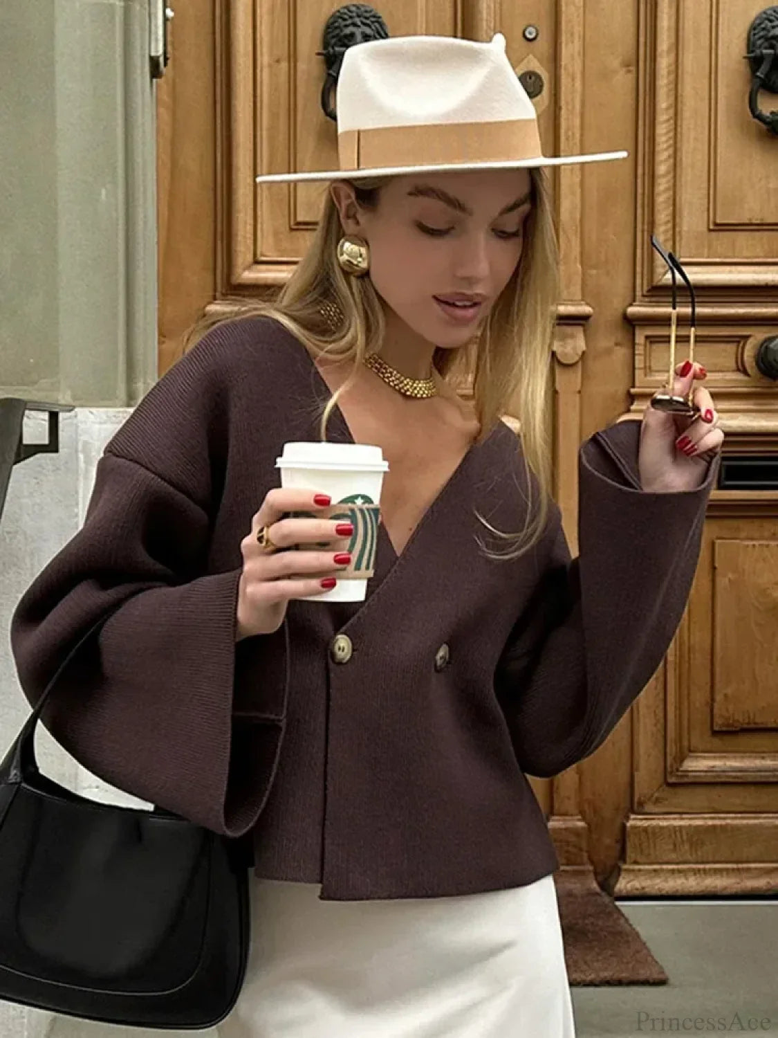 Burgundy Loose Long Sleeve Cardigan