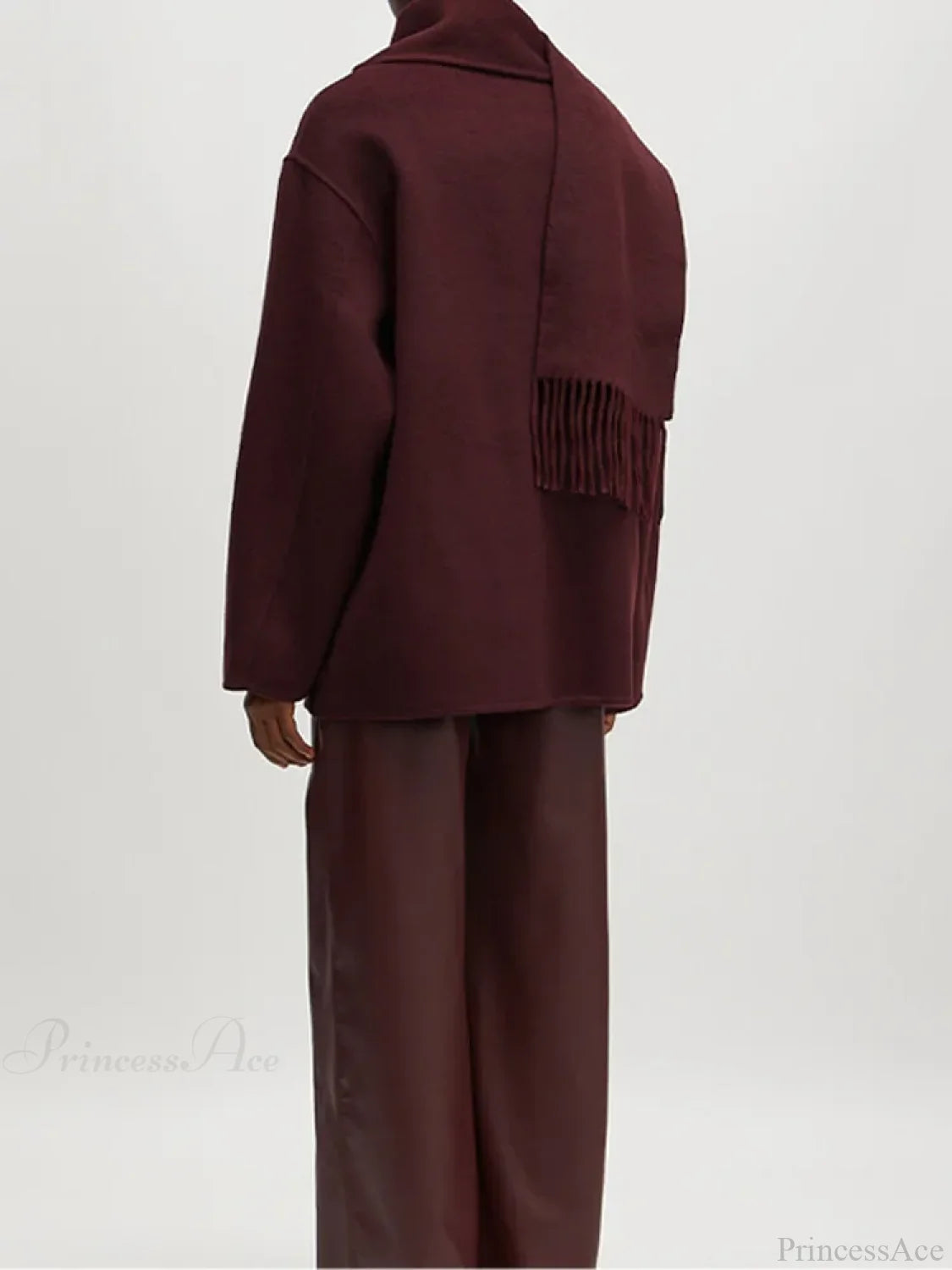 Burgundy Woolen Blends Short Coat