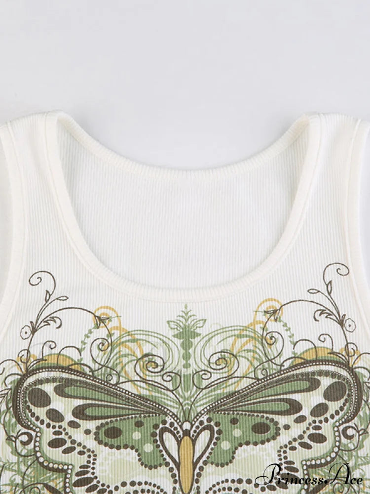 Butterfly Charm Graceful Silver Bandeau Top Tank Tops&Camis