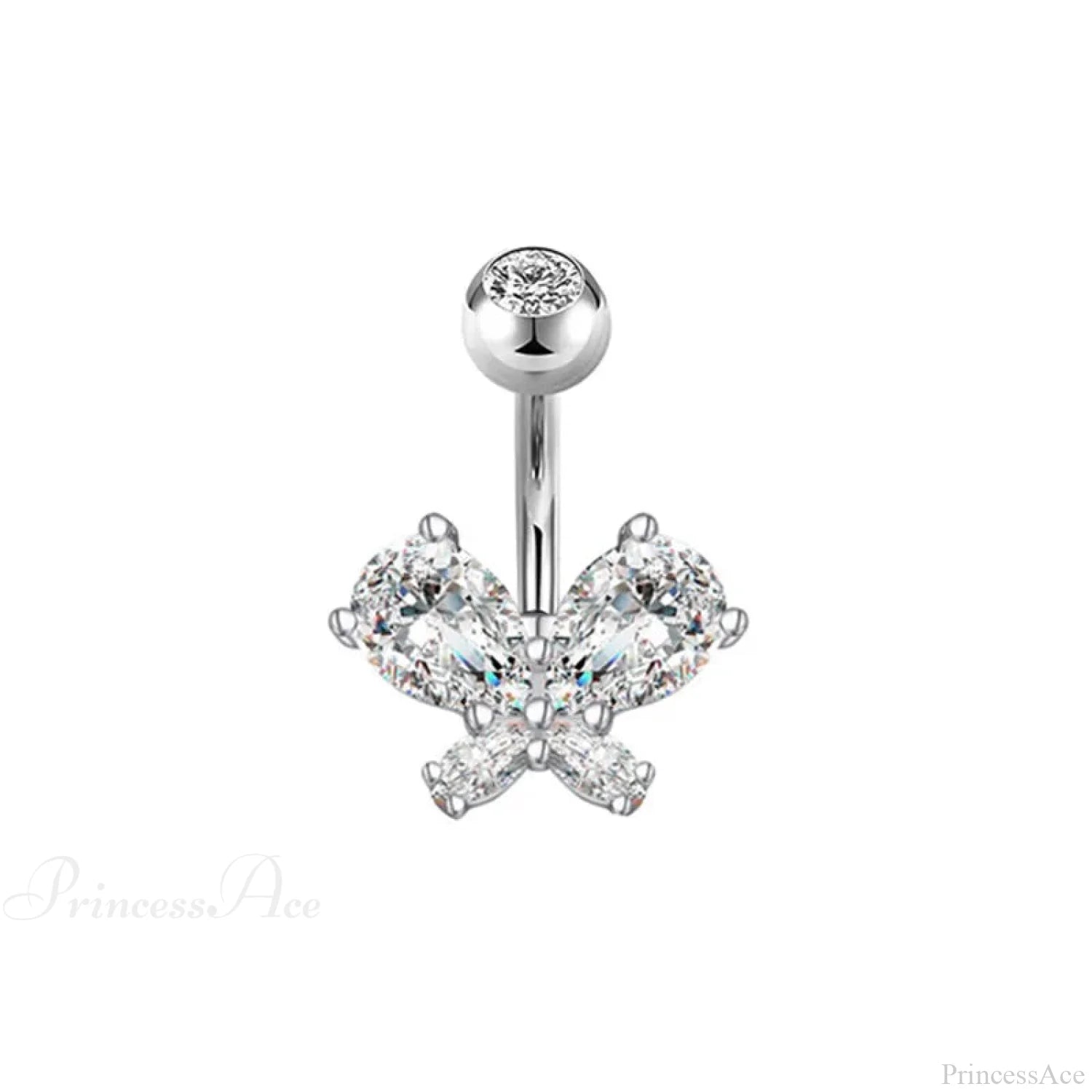 Butterfly CZ Sparkling Gothic Belly Ring Style4 Silver