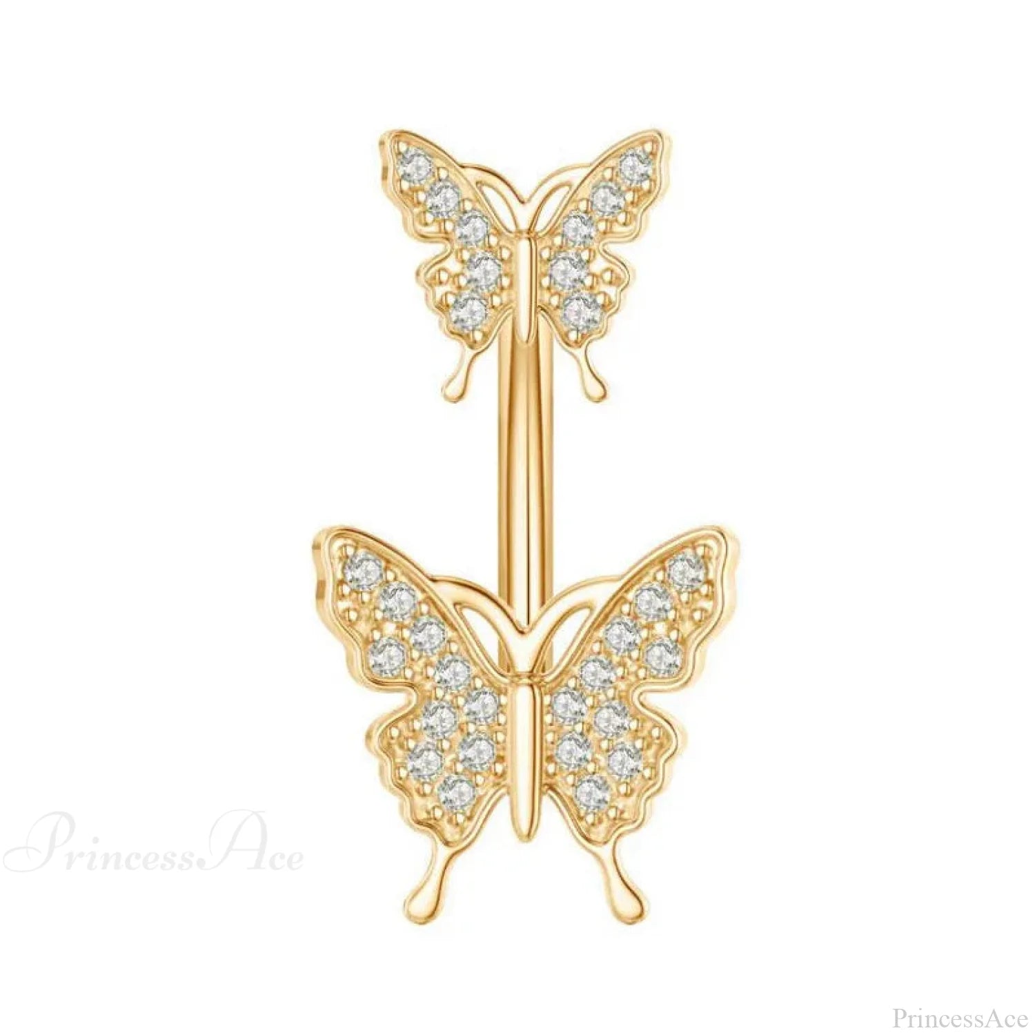 Butterfly CZ Sparkling Gothic Belly Ring Style6 Gold