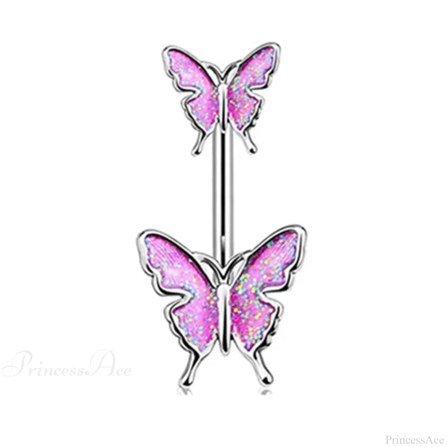 Butterfly CZ Sparkling Gothic Belly Ring Style8 Pink