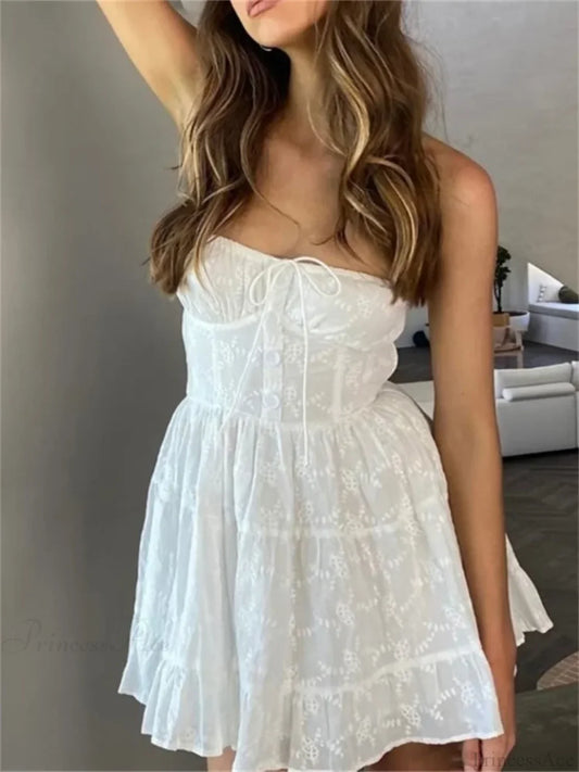 Buttoned Backless A-line Mini Dress minidress-250223