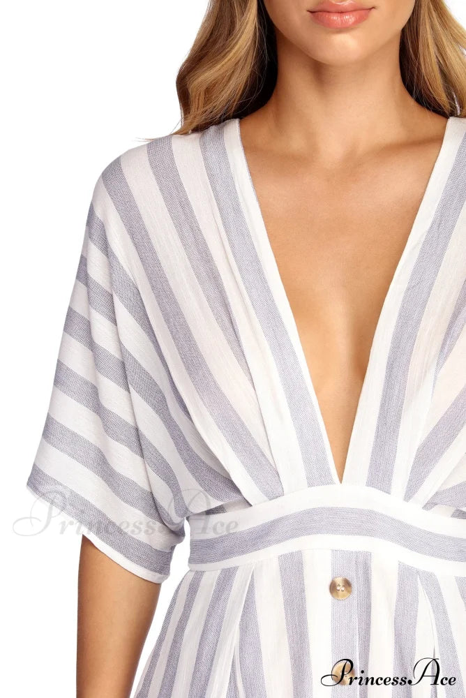 Buttoned Up Stylish In Stripes Dress Casual Dresses