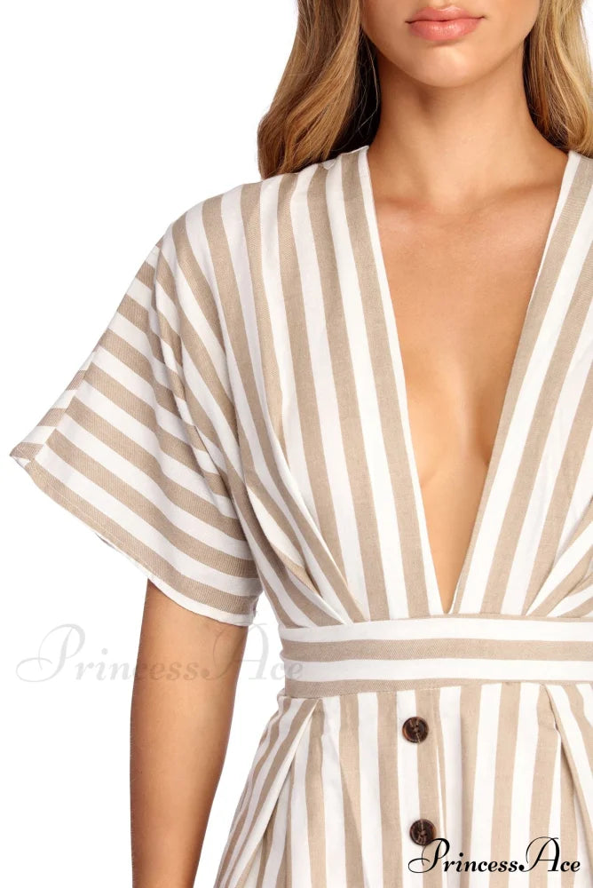Buttoned Up Stylish In Stripes Dress Casual Dresses