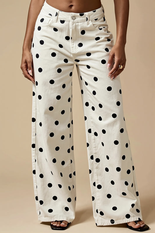 Polka Dot Wide Leg Jeans