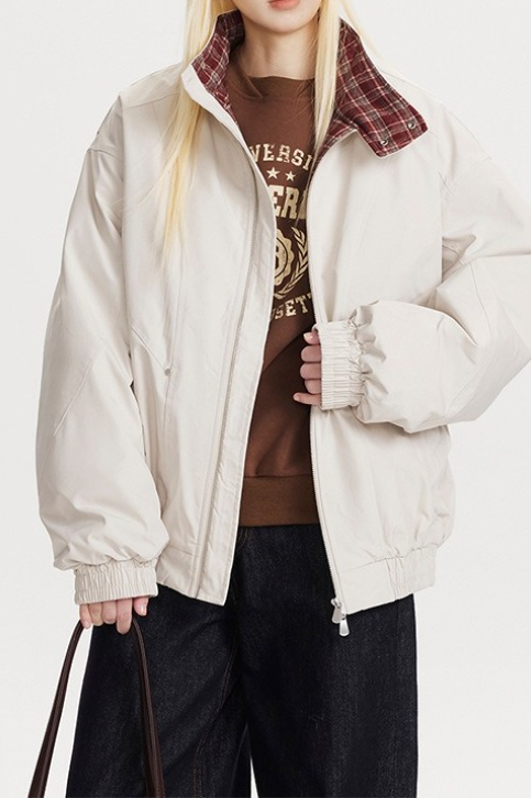 Vintage-karierte, bodenlange, warme Oberbekleidung mit Stehkragen und Einsatz